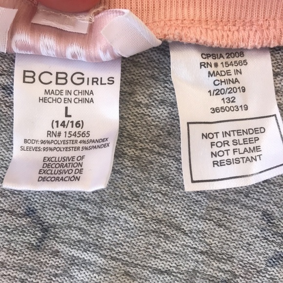 BCBGirls Hello Sleep Sweatshirt Lounge Top Floral Pink Raglan Size L 14/16 - Picture 7 of 9